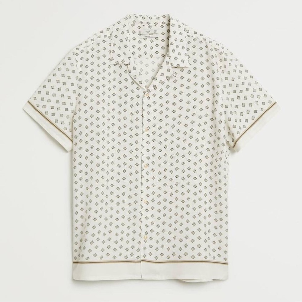 Mango mens geometric print flowy shirt